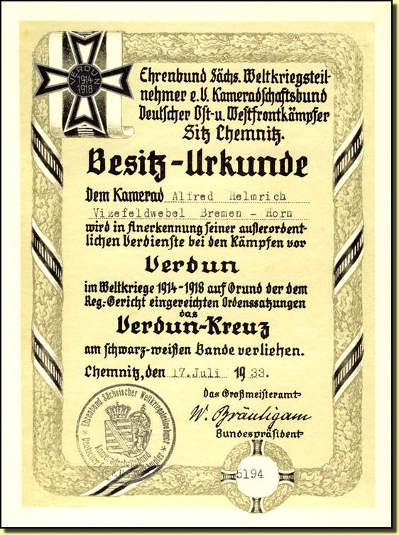 Diplôme croix AC Ost Front